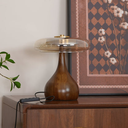 Velora Glass Wood Table Lamp