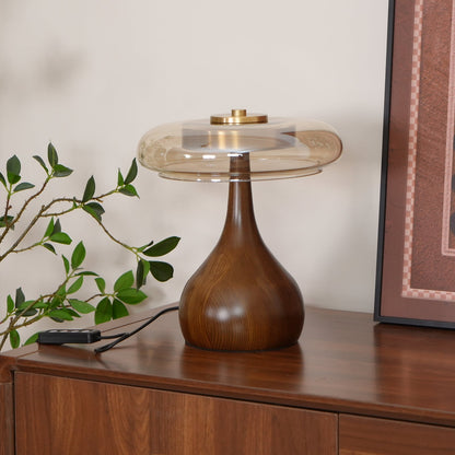 Velora Glass Wood Table Lamp
