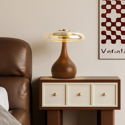 Velora Glass Wood Table Lamp