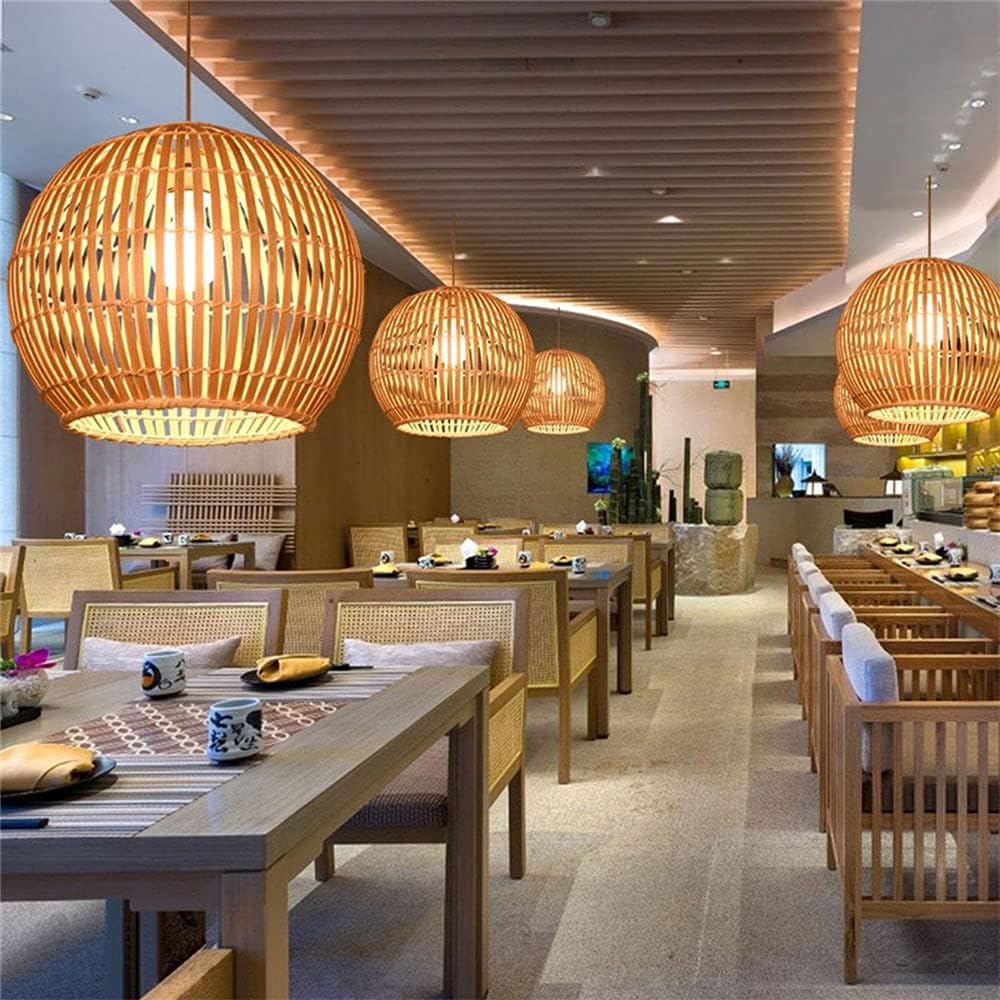 Handwoven Bamboo Chandelier Light with Adjustable Cord – Natural Design for Cozy Ambient Illumination 2