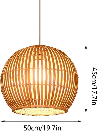 Handwoven Bamboo Chandelier Light with Adjustable Cord – Natural Design for Cozy Ambient Illumination 5