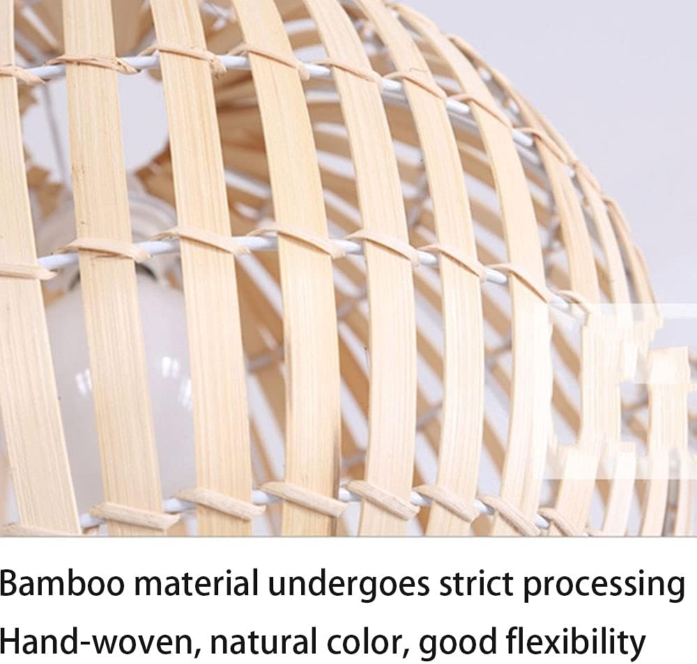 Handwoven Bamboo Chandelier Light with Adjustable Cord – Natural Design for Cozy Ambient Illumination 3