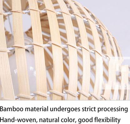 Handwoven Bamboo Chandelier Light with Adjustable Cord – Natural Design for Cozy Ambient Illumination 3
