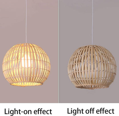 Handwoven Bamboo Chandelier Light with Adjustable Cord – Natural Design for Cozy Ambient Illumination 4