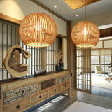 Handwoven Bamboo Chandelier Light with Adjustable Cord – Natural Design for Cozy Ambient Illumination 1