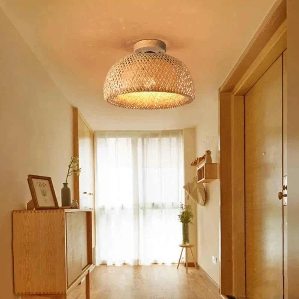 BambooGlow – Eco-Friendly Ceiling Light with Handwoven Design – Customizable E27 Socket for Warm Atmosphere 1