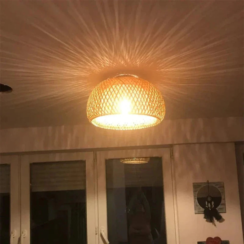 BambooGlow – Eco-Friendly Ceiling Light with Handwoven Design – Customizable E27 Socket for Warm Atmosphere 2