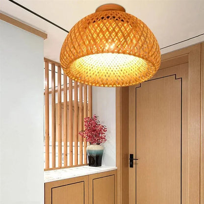 BambooGlow – Eco-Friendly Ceiling Light with Handwoven Design – Customizable E27 Socket for Warm Atmosphere 3