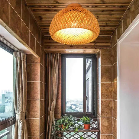 BambooGlow – Eco-Friendly Ceiling Light with Handwoven Design – Customizable E27 Socket for Warm Atmosphere 4