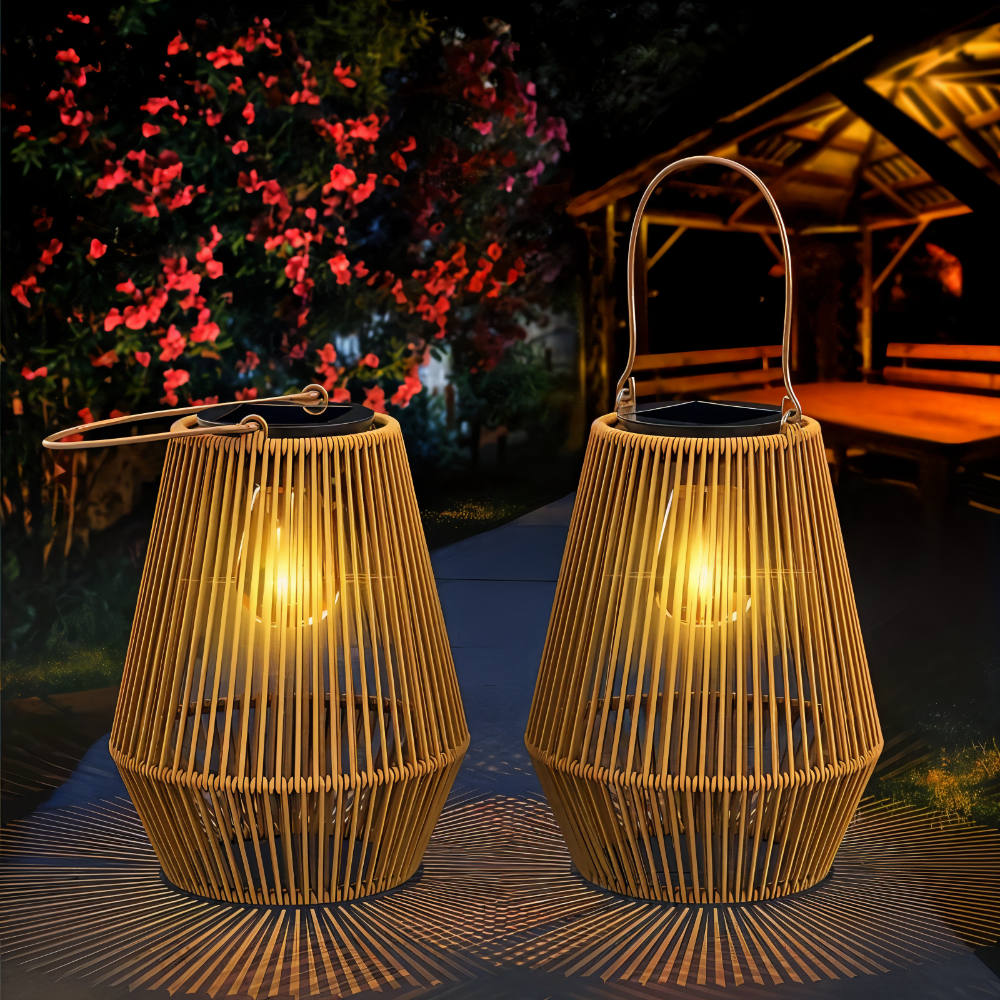 BambuGlow | Solar Outdoor Lamp with Rattan-Effect Design – Eco-Friendly Lighting for Gardens and Patios 1