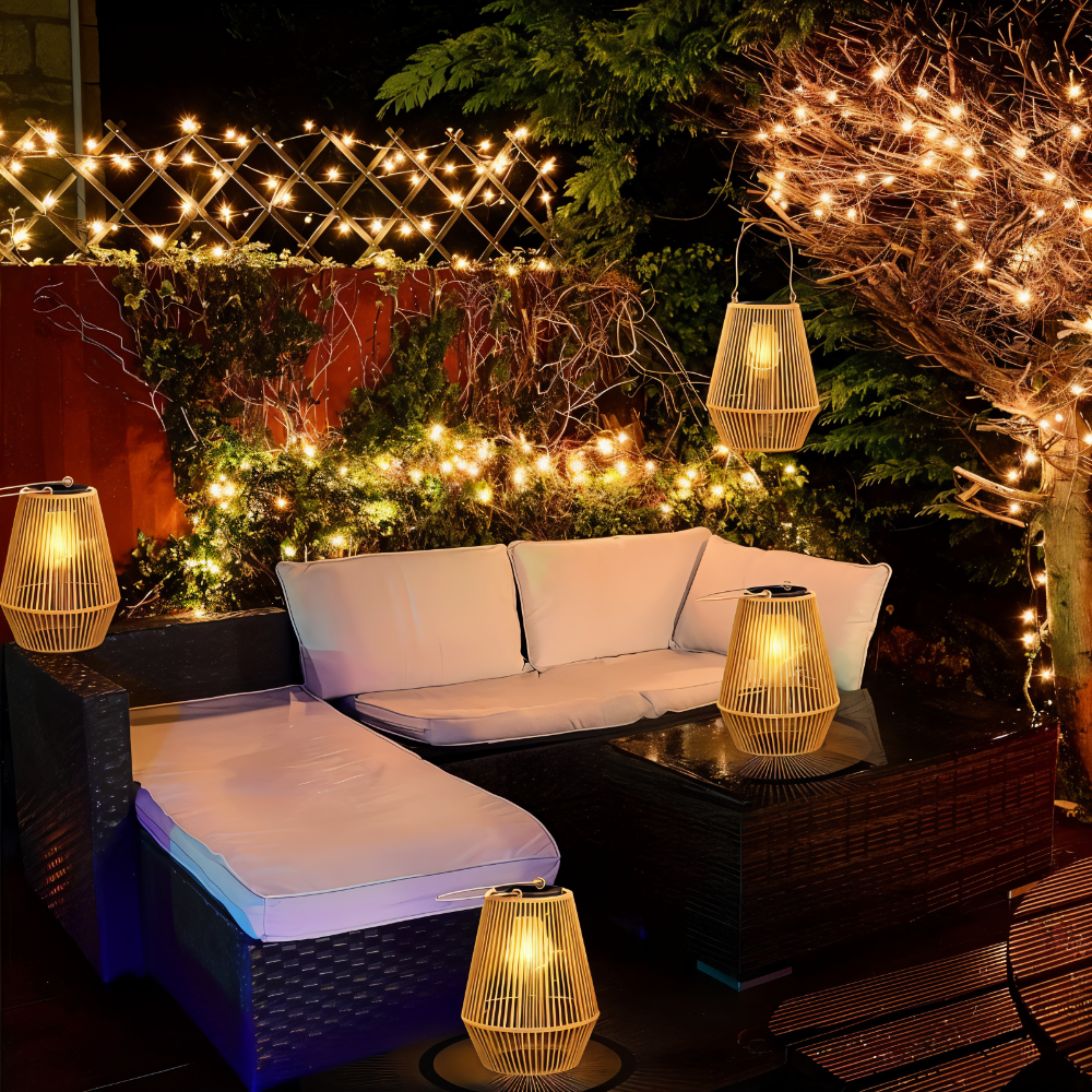 BambuGlow | Solar Outdoor Lamp with Rattan-Effect Design – Eco-Friendly Lighting for Gardens and Patios 2