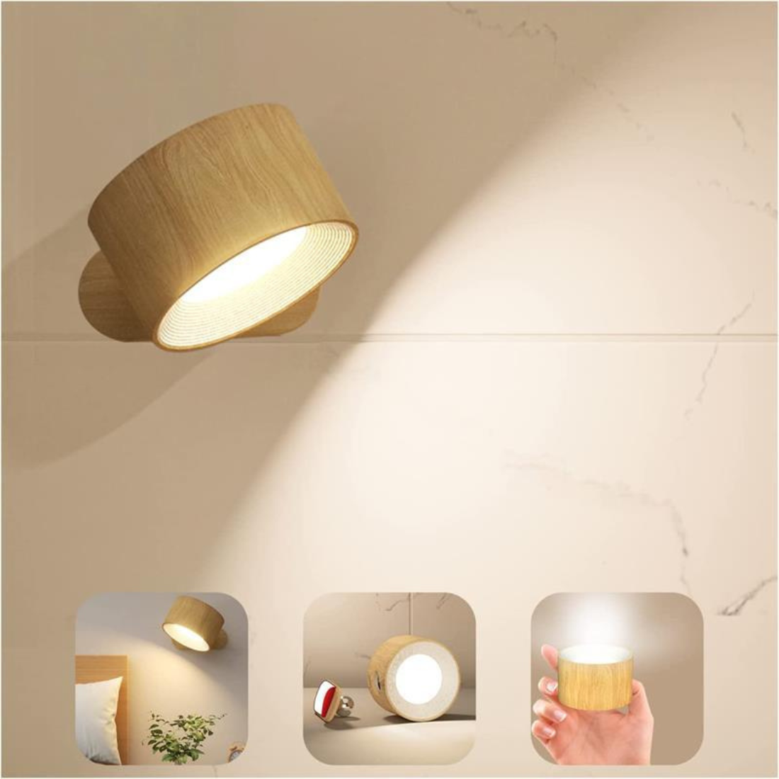 FlexiLamp Wireless Rechargeable LED Wall Lamp - 360° Illumination for Indoor & Outdoor Safety 3