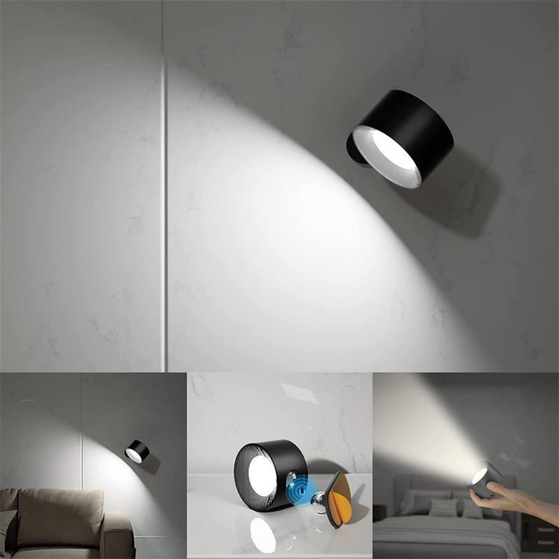FlexiLamp Wireless Rechargeable LED Wall Lamp - 360° Illumination for Indoor & Outdoor Safety 14