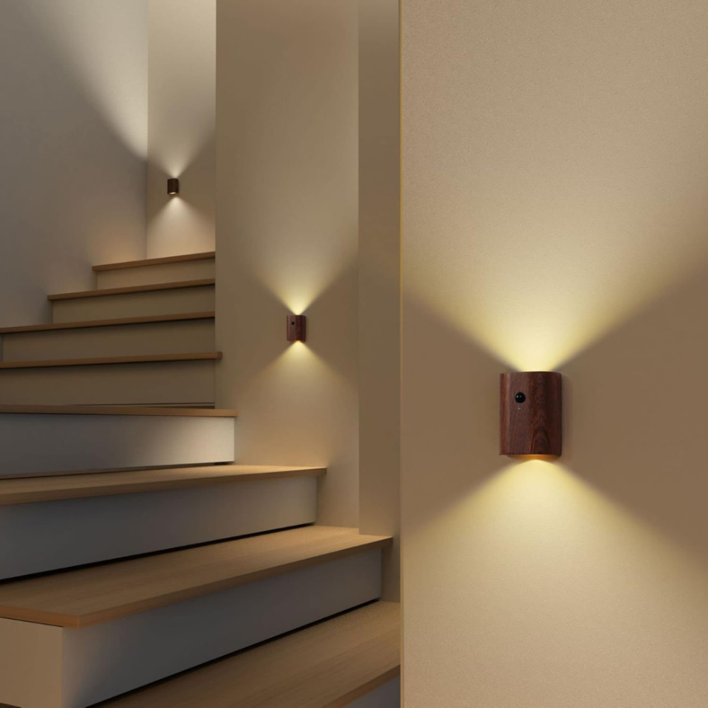 Smart LED Wall Lamp – Wireless Wooden Design with Motion Sensor for Instant Illumination 3