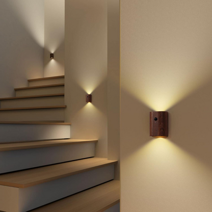 Smart LED Wall Lamp – Wireless Wooden Design with Motion Sensor for Instant Illumination 3