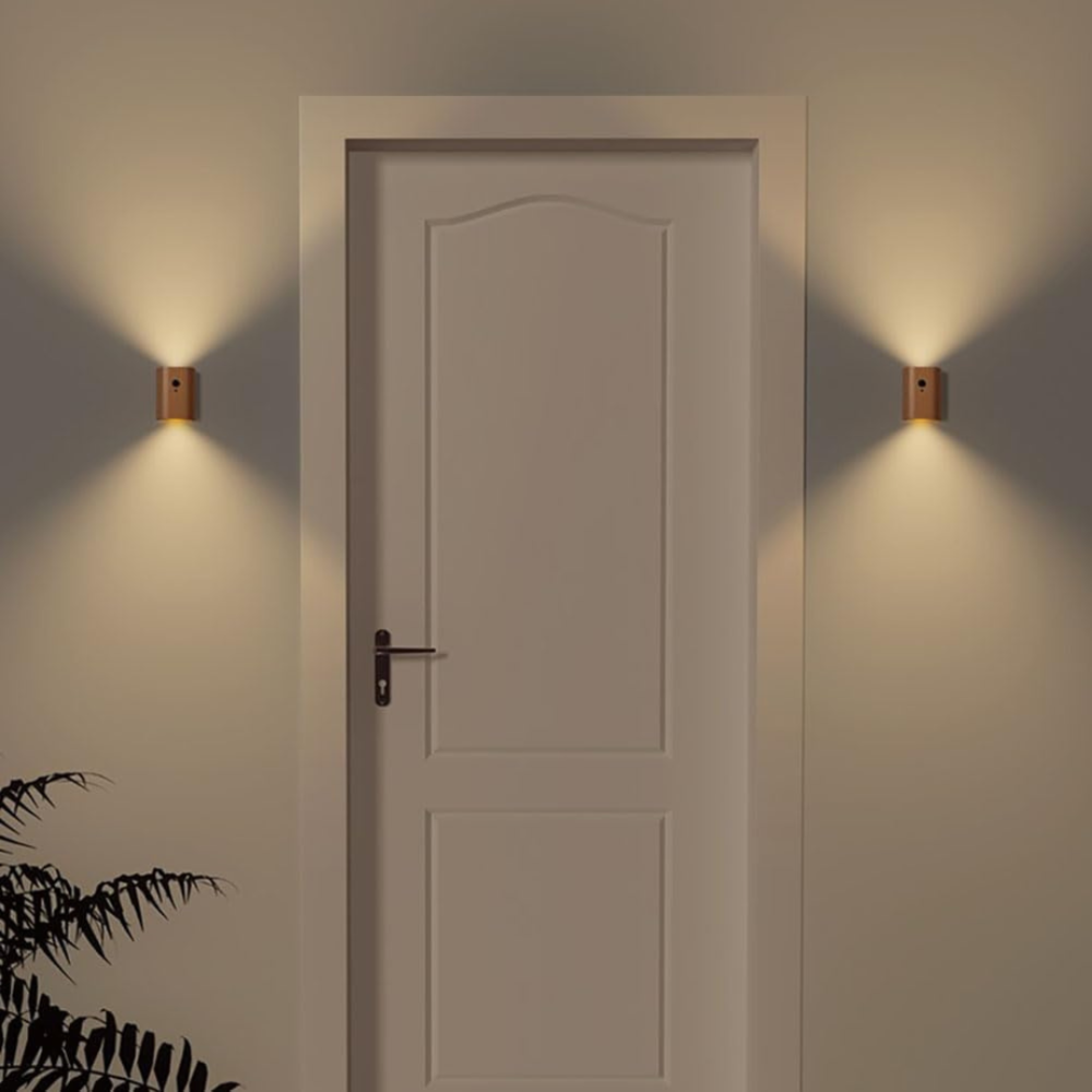 Smart LED Wall Lamp – Wireless Wooden Design with Motion Sensor for Instant Illumination 4