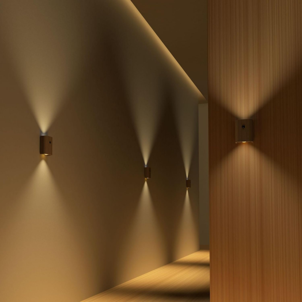 Smart LED Wall Lamp – Wireless Wooden Design with Motion Sensor for Instant Illumination 5