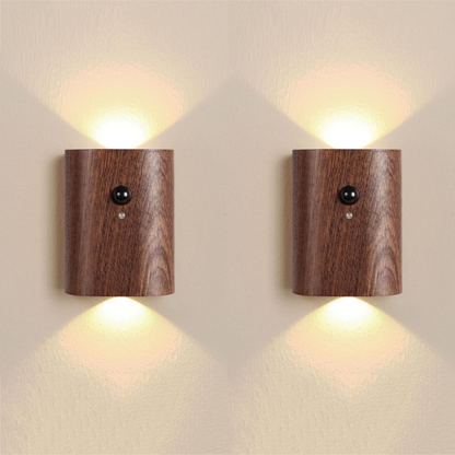 Smart LED Wall Lamp – Wireless Wooden Design with Motion Sensor for Instant Illumination 1