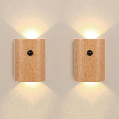 Smart LED Wall Lamp – Wireless Wooden Design with Motion Sensor for Instant Illumination 2