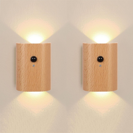 Smart LED Wall Lamp – Wireless Wooden Design with Motion Sensor for Instant Illumination 2