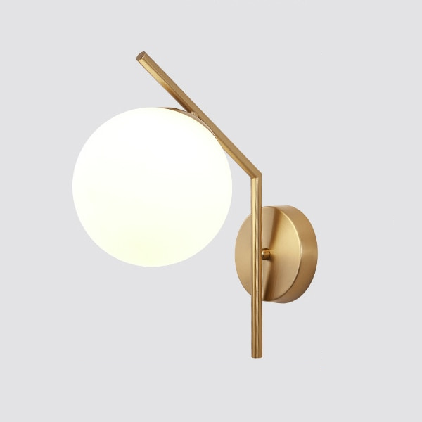 Aleta Modern Glass Globe Wall Lamp - Sleek Design with Metal Frame for Elegant Lighting 1
