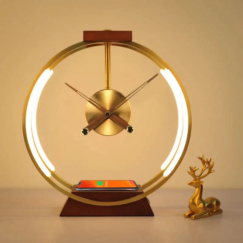 LED Ring Table Lamp Clock Wireless Charger