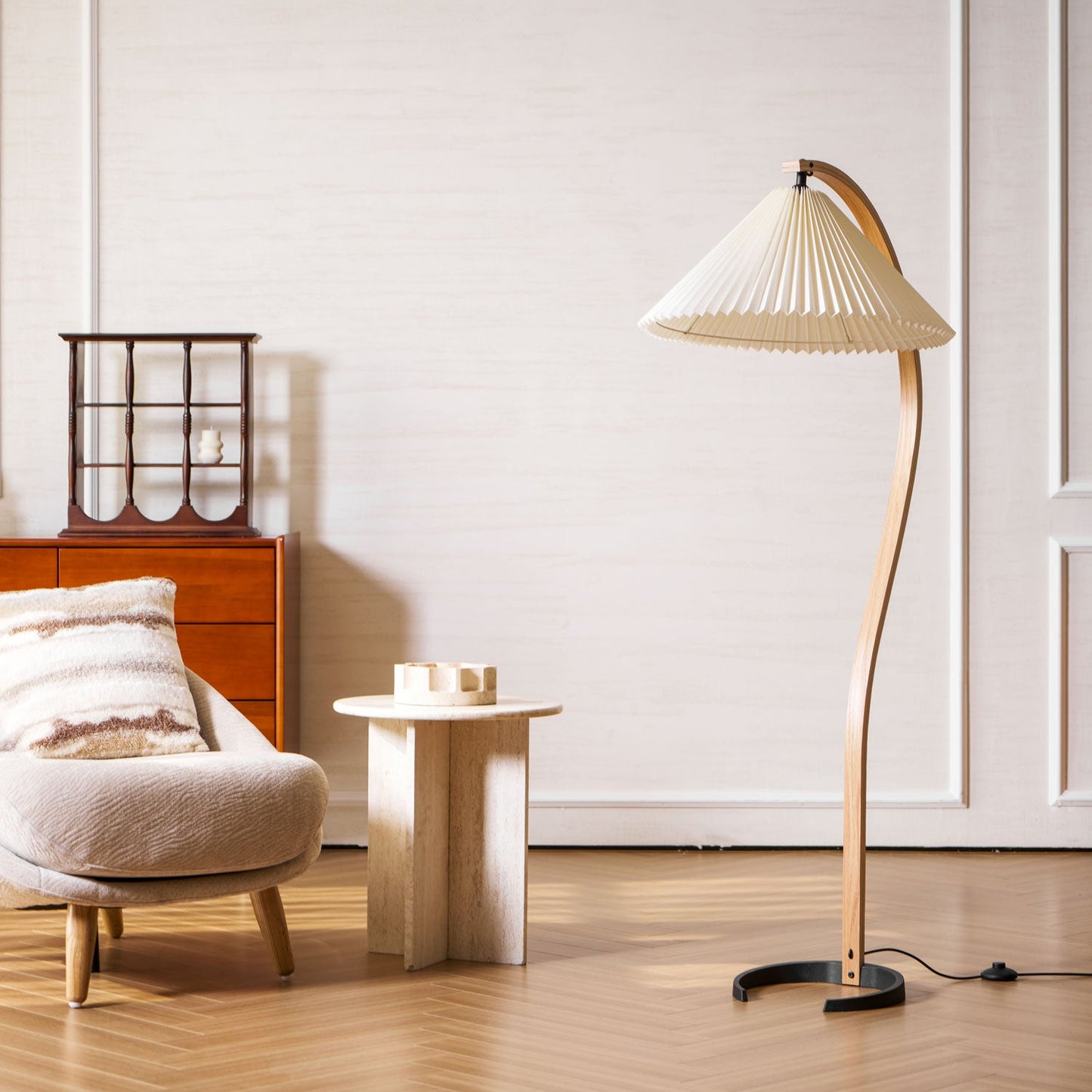 Nuvora Wooden Arc Floor Lamp