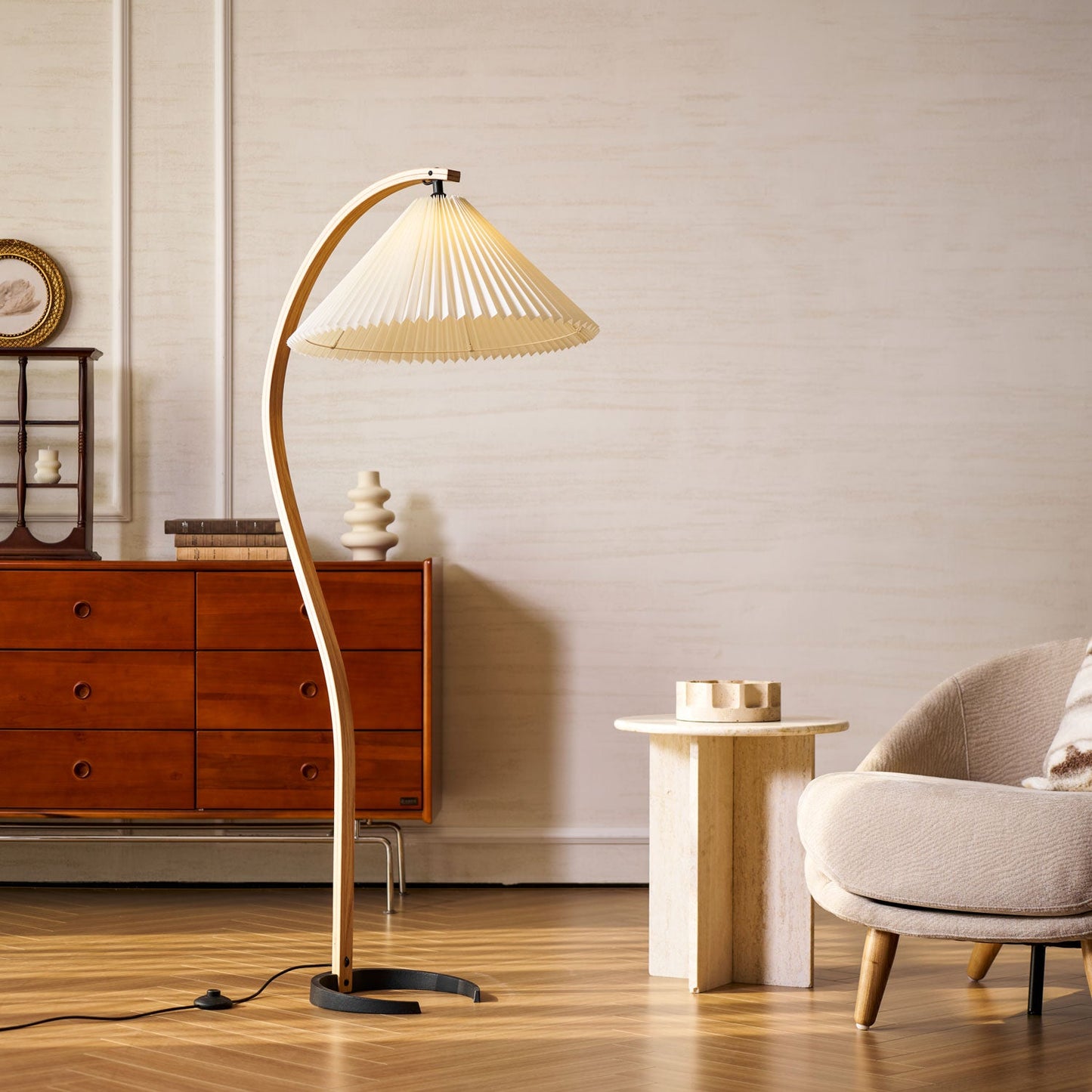 Nuvora Wooden Arc Floor Lamp