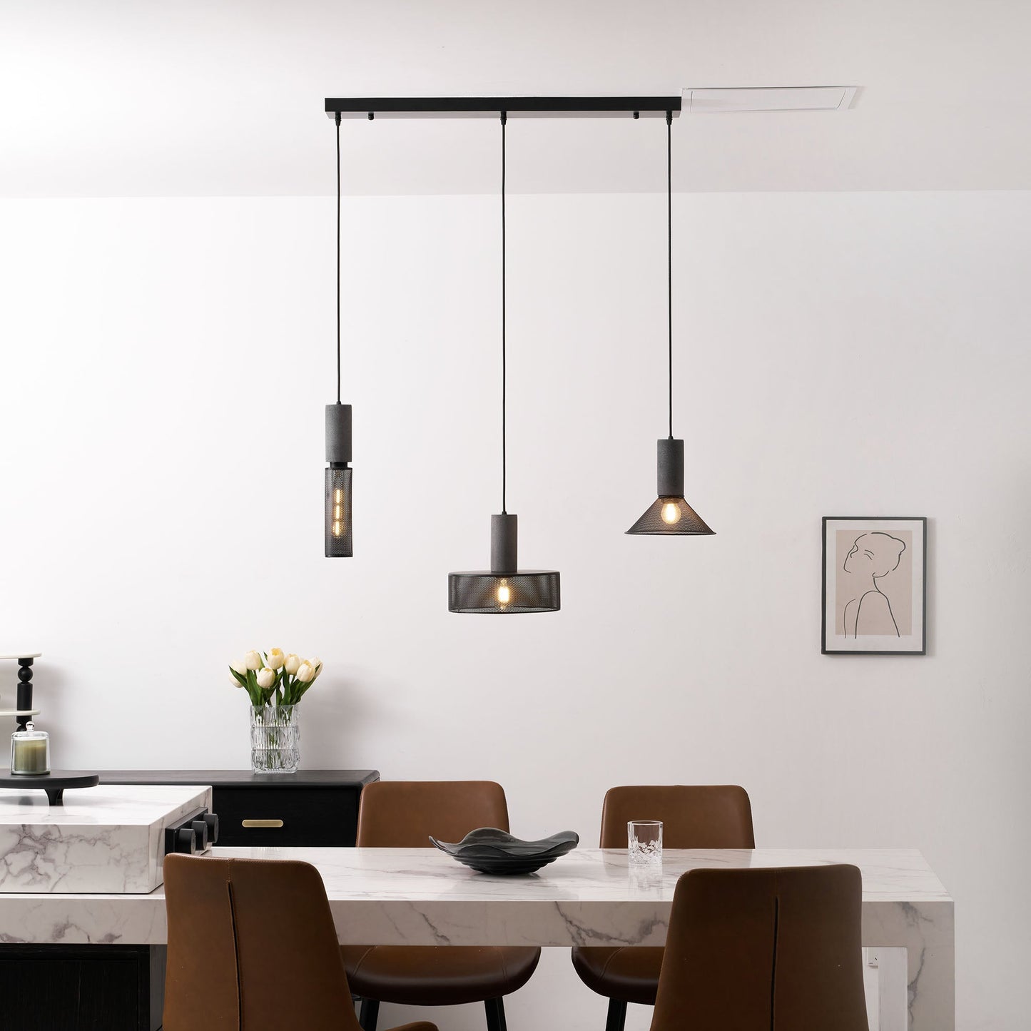 Elarion Mesh Pendant Black Concrete
