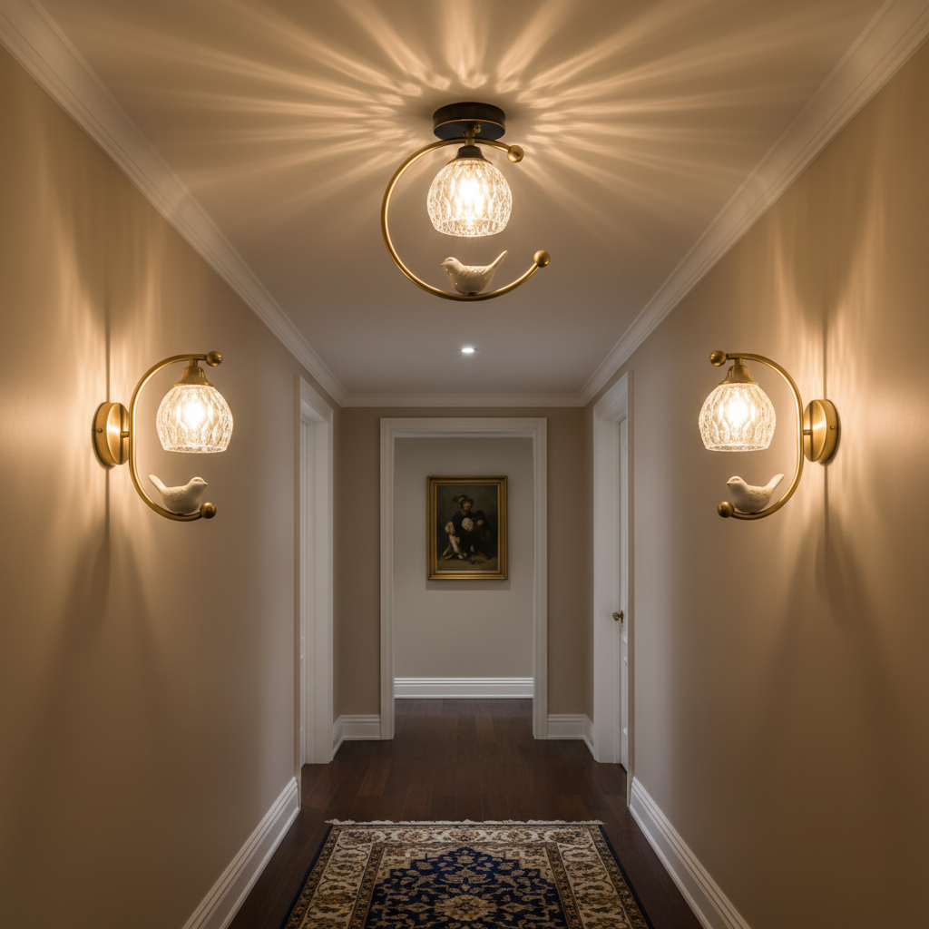Serapha Crystal Bird Flush Light
