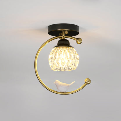 Serapha Crystal Bird Flush Light