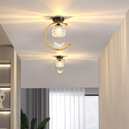 Serapha Crystal Bird Flush Light