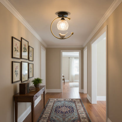 Serapha Crystal Bird Flush Light