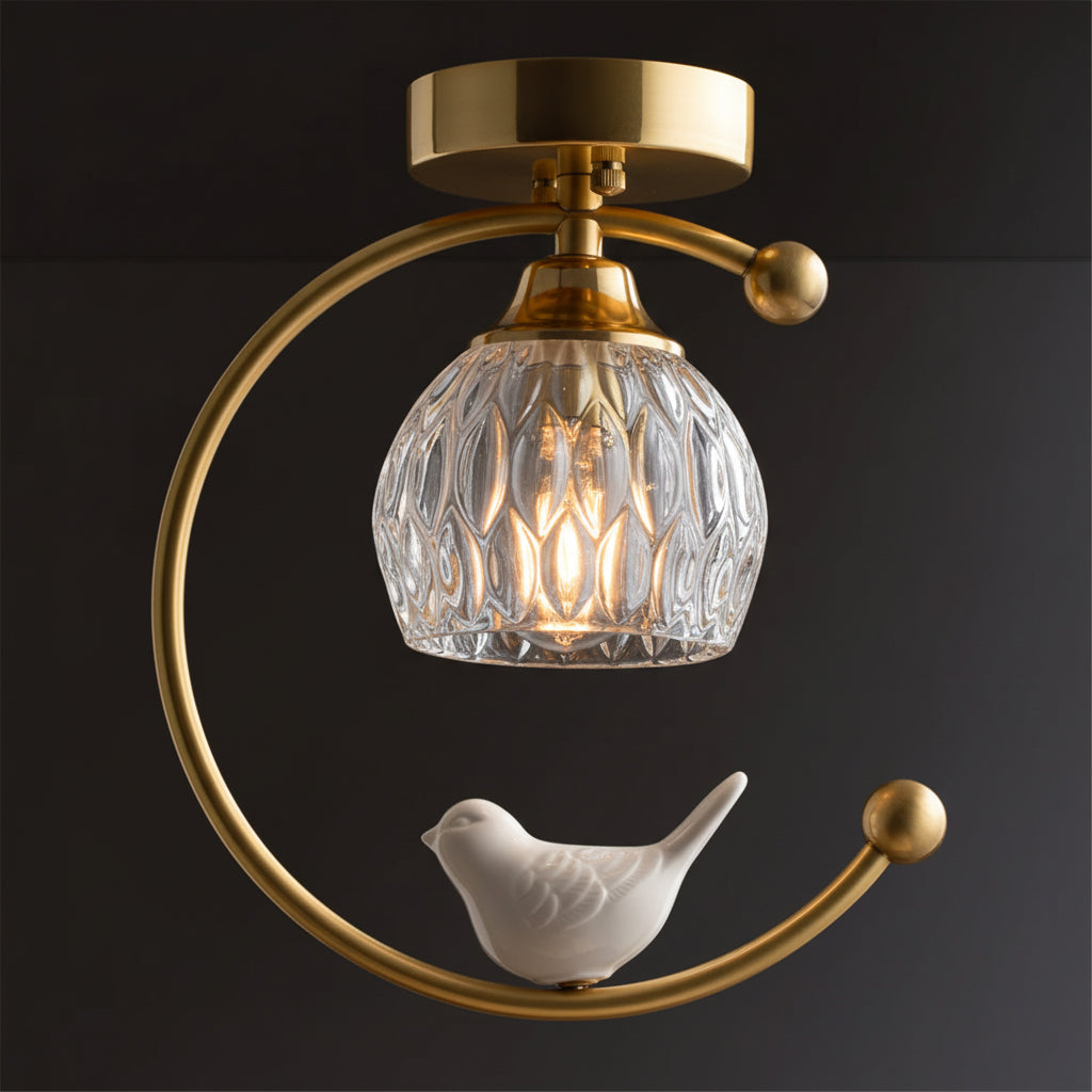 Serapha Crystal Bird Flush Light