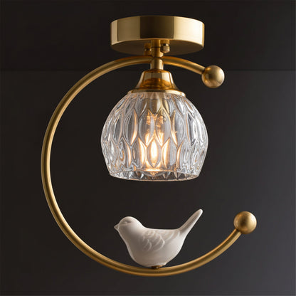 Serapha Crystal Bird Flush Light