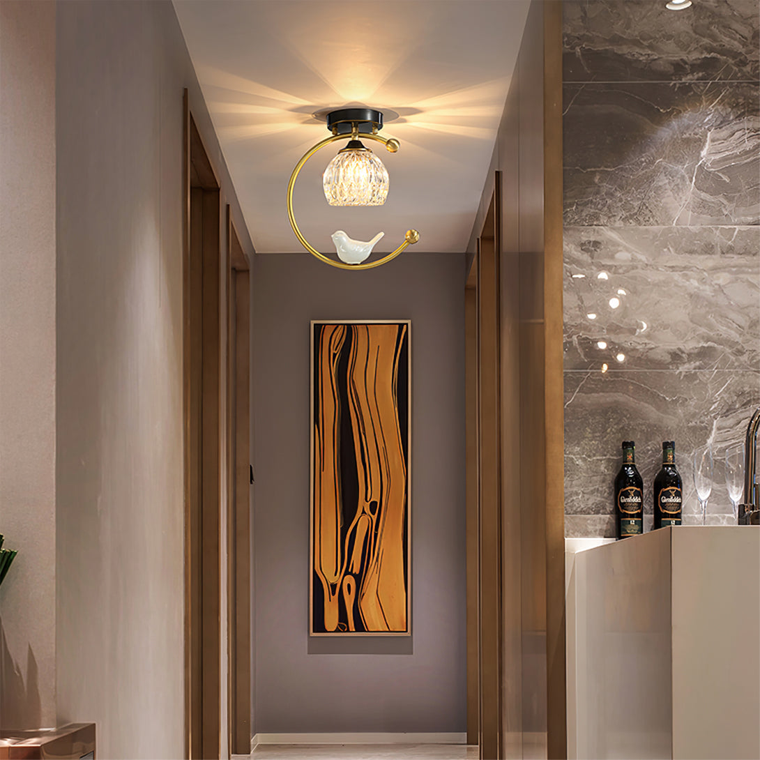 Serapha Crystal Bird Flush Light