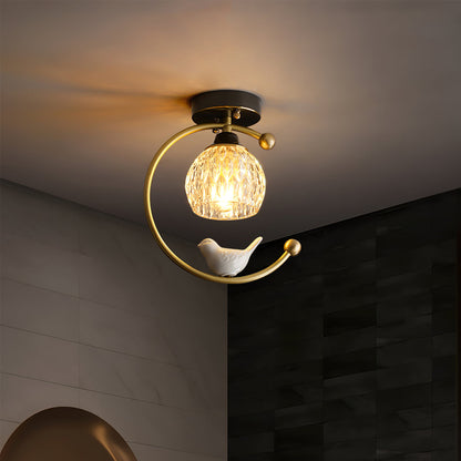 Serapha Crystal Bird Flush Light
