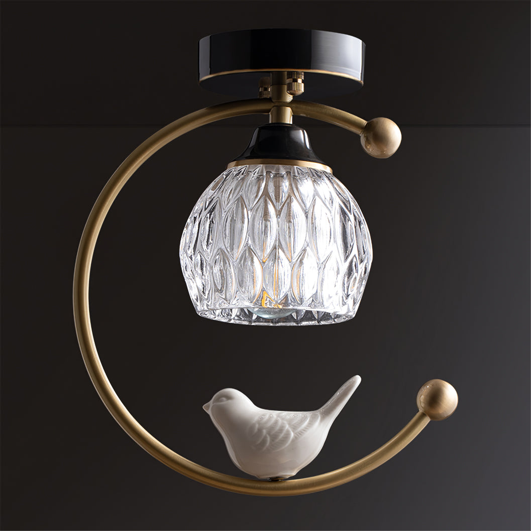 Serapha Crystal Bird Flush Light
