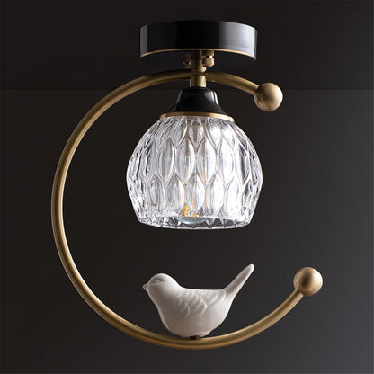 Serapha Crystal Bird Flush Light