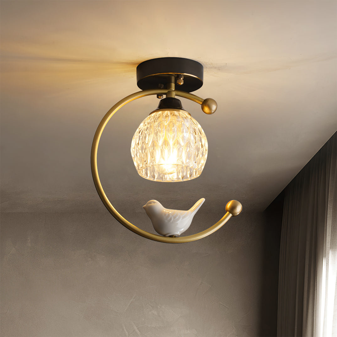 Serapha Crystal Bird Flush Light