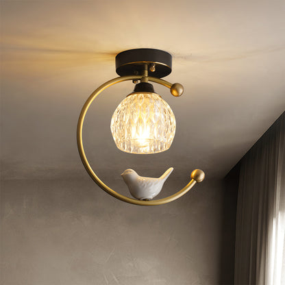 Serapha Crystal Bird Flush Light