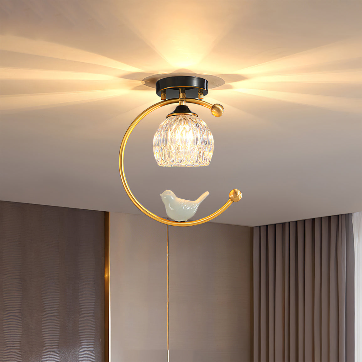 Serapha Crystal Bird Flush Light
