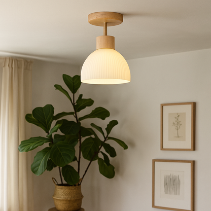 Kaelune Wood Glass Ceiling Light
