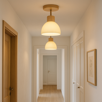 Kaelune Wood Glass Ceiling Light