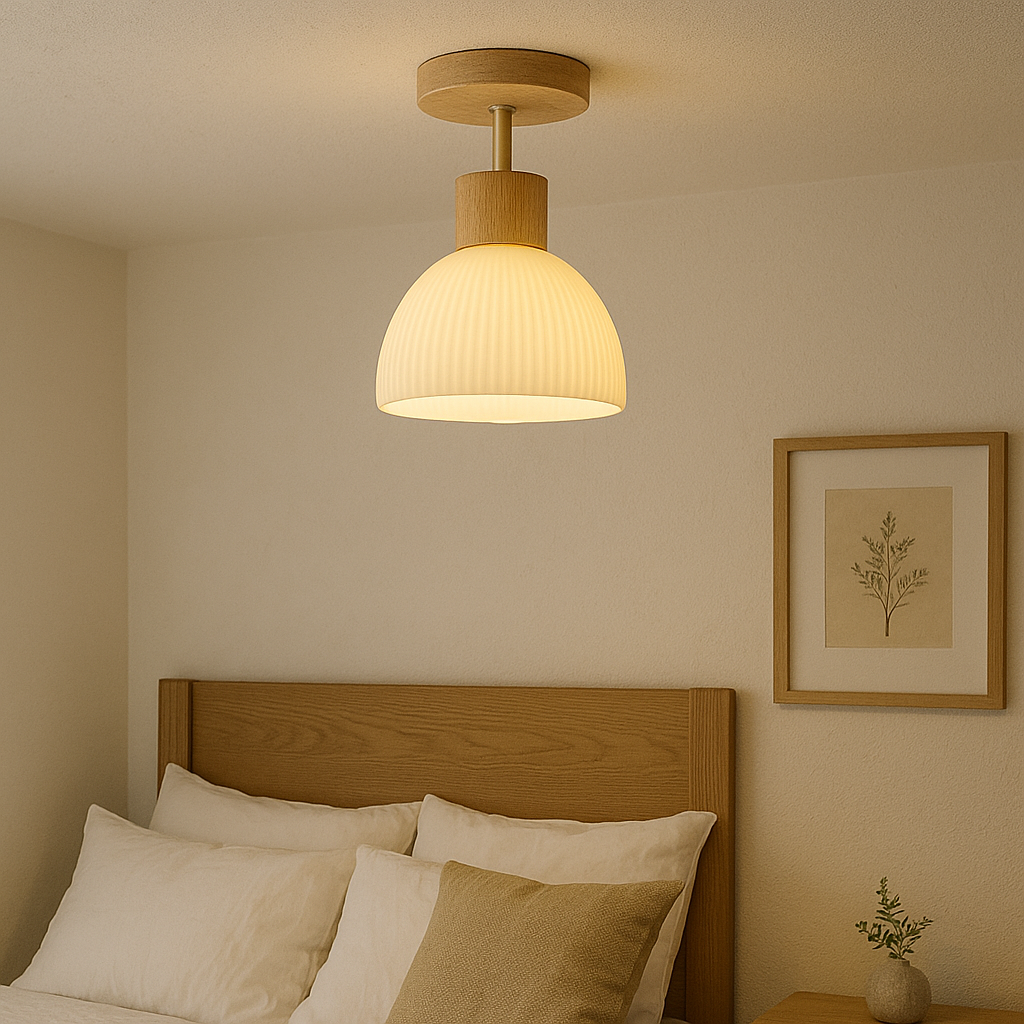 Kaelune Wood Glass Ceiling Light