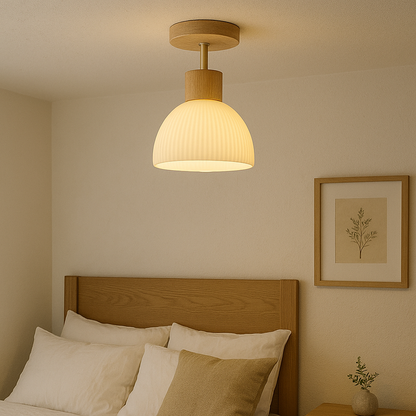 Kaelune Wood Glass Ceiling Light