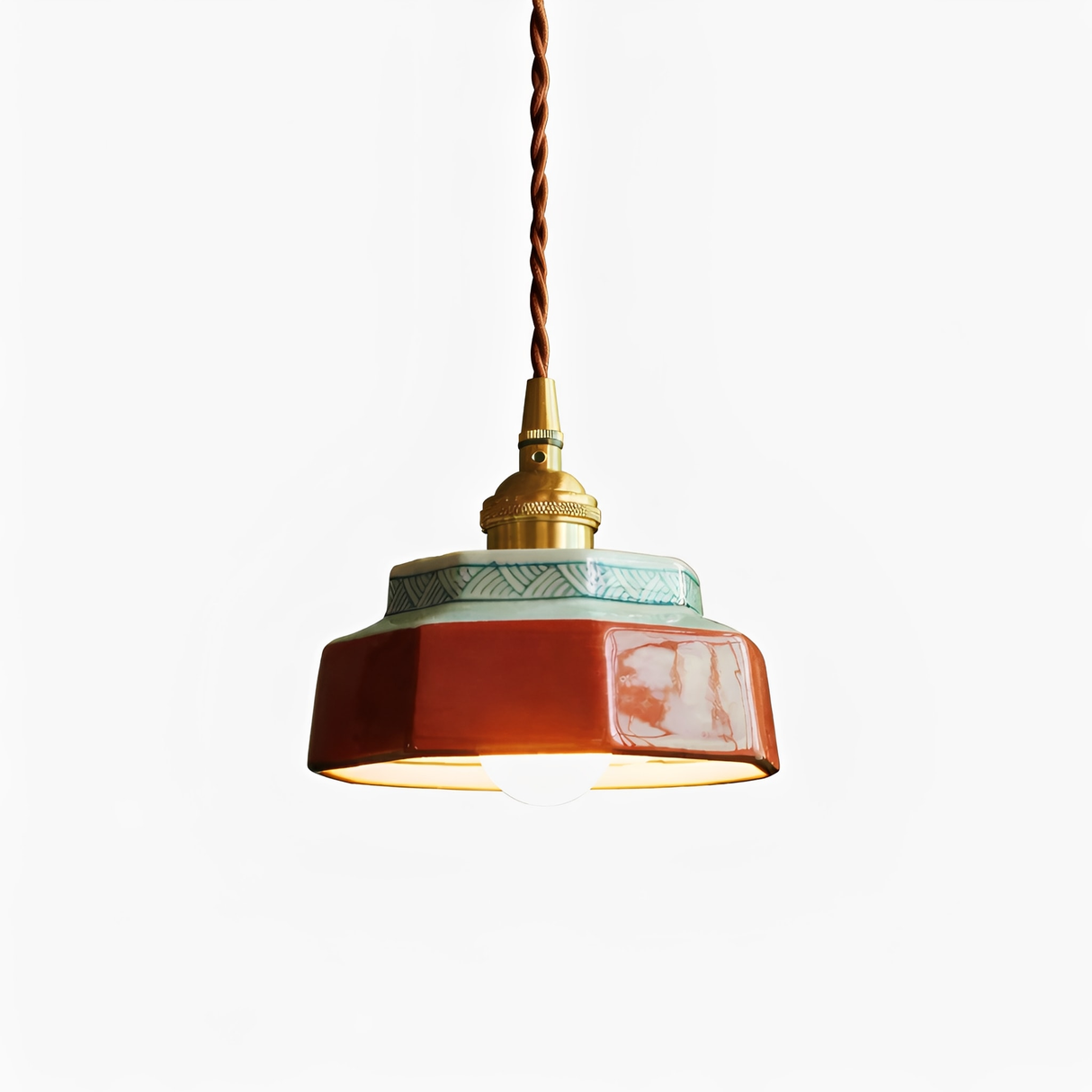 Ceramic Pendant Light - Adjustable Kitchen Pendant Lighting with Polished Copper Socket for Stylish Interiors 2