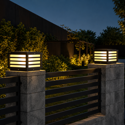 Modern Square Grid LED Pillar Light