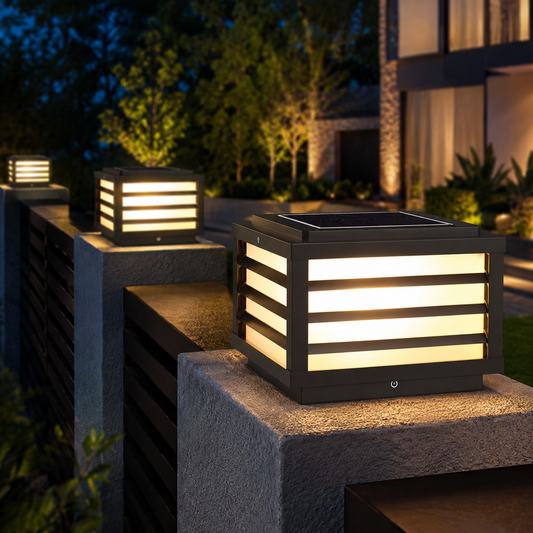 Modern Square Grid LED Pillar Light