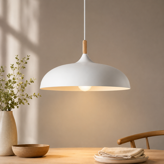 Dome Pendant Light Wood Accent